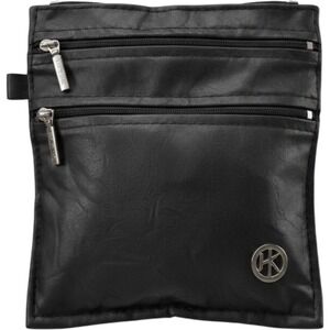 Hip Klips Black Faux Leather Clip On Pocket Purse Travel Waist Pouch Bag